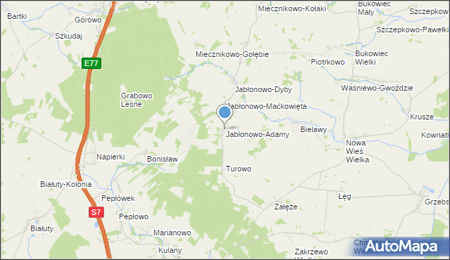 mapa Jabłonowo-Adamy, Jabłonowo-Adamy na mapie Targeo